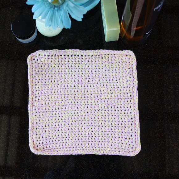 NEW 💖 Cotton Washcloth Pink Yellow Hypoallergenic Hand Crafted - Picture 1 of 10